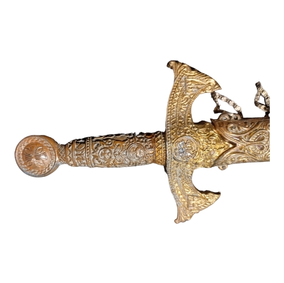 Decorative Sword and Sheath Copper & Stainless Steel w/ Chain for Wall Mounting - Picture 4 of 12